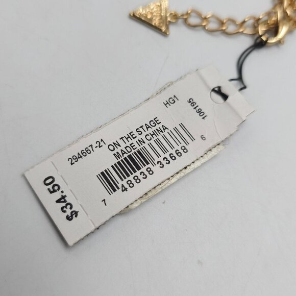 Guess Gold-Tone Fringe Statement Necklace With Black & Clear Rhinestones - Picture 6 of 8